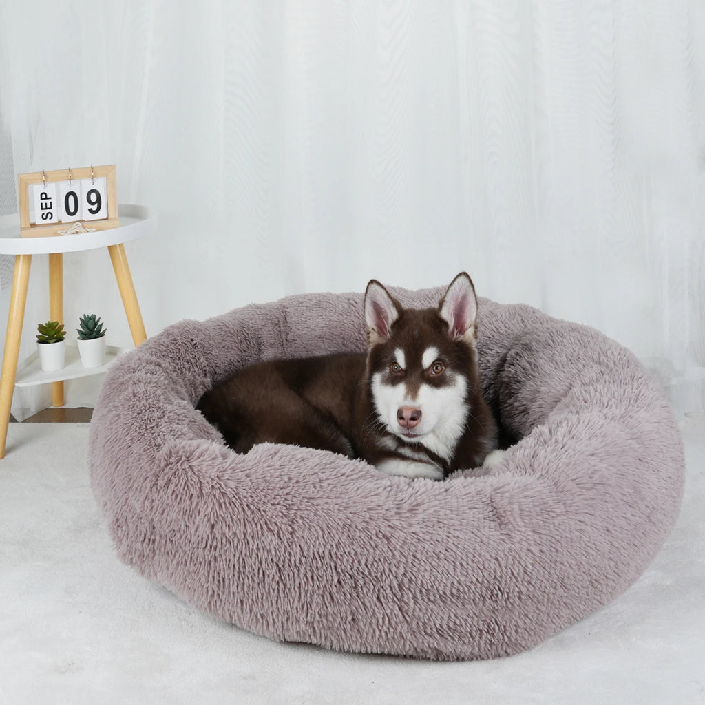 Dog Bed Donut Big Large Round Basket Winter Plush Beds for Dogs Medium Accessories Fluffy Kennel Small Puppy Pets Cat Products