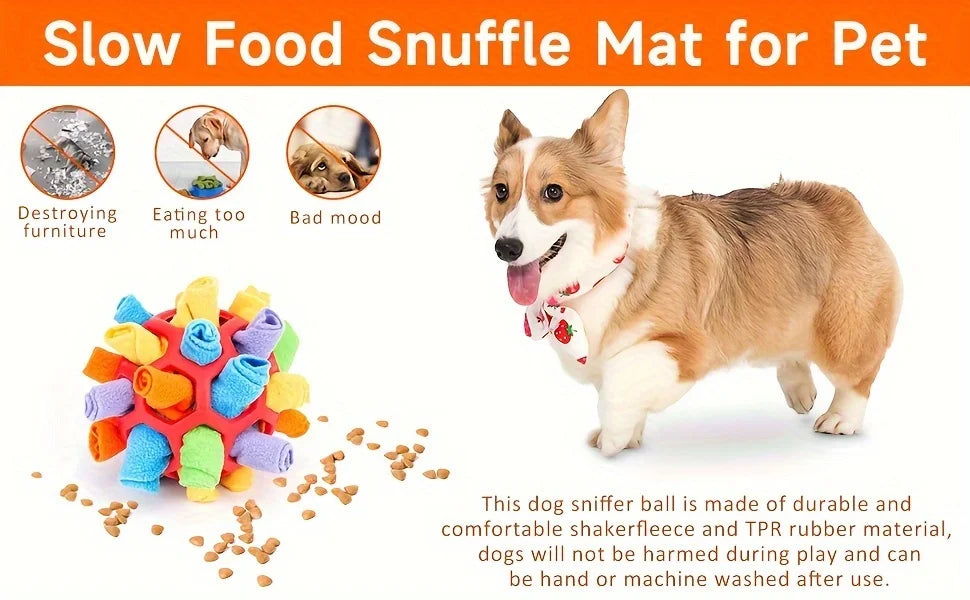 1pcs Interactive Dog Toy - Sniffing Ball for Hiding Treats - Rubber Puzzle Ball for Mental Stimulation Pet Supplies