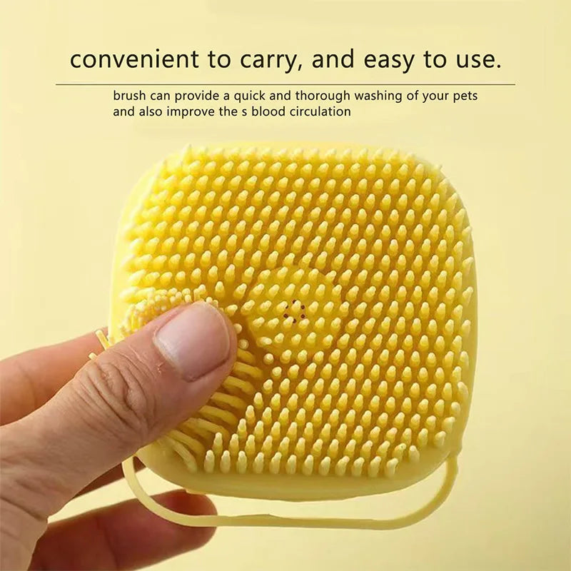 Built-in Soap Dispenser Pet Bathing Brush Soft Silicone Dog Cat Grooming Tool