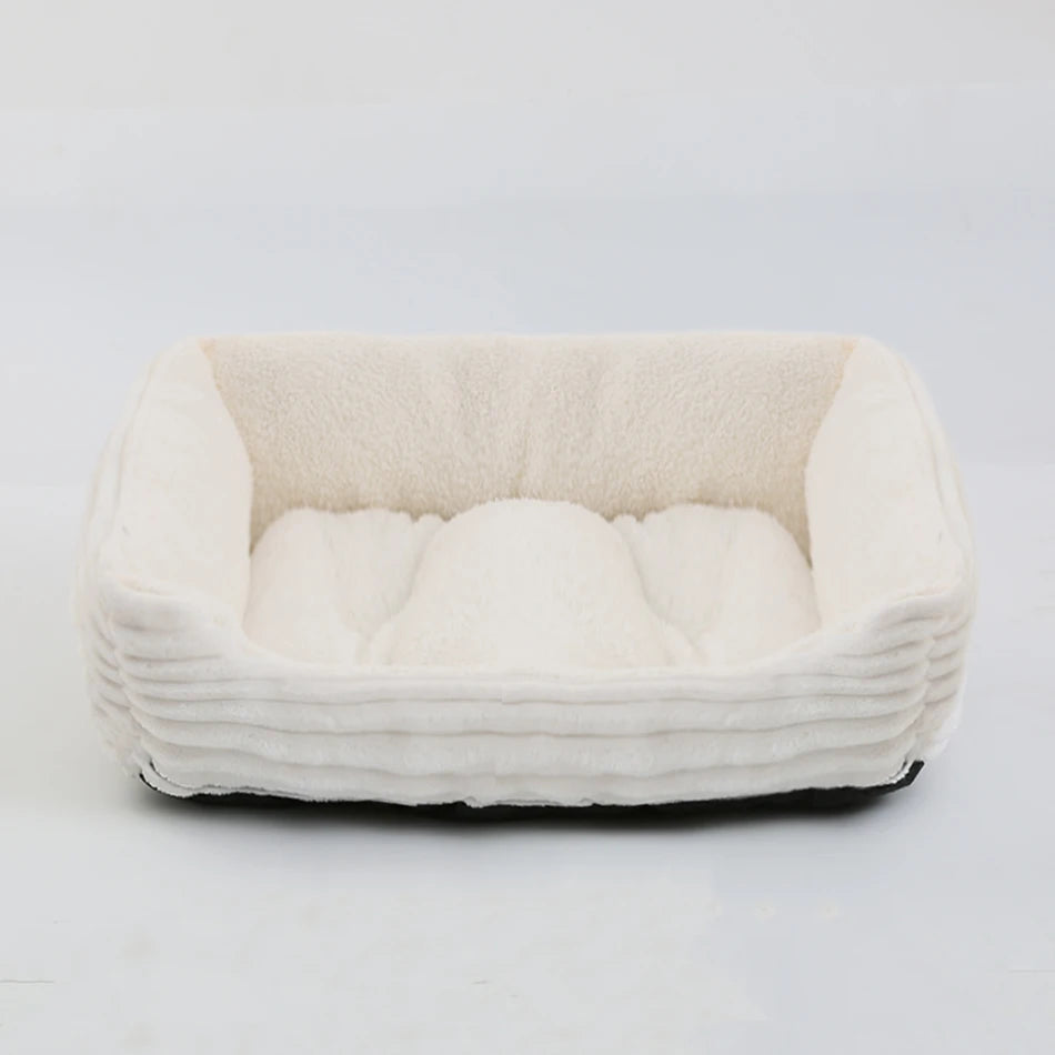 Elor ® Calming Plush Dog & Cat Bed – Square Sofa Kennel for Small & Medium Pets