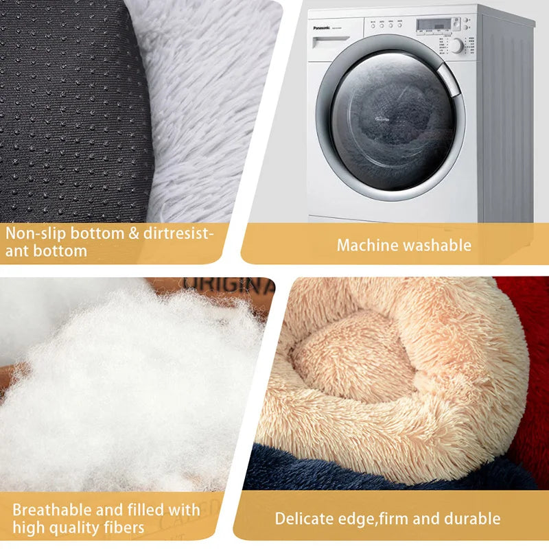 Dog Bed Donut Big Large Round Basket Winter Plush Beds for Dogs Medium Accessories Fluffy Kennel Small Puppy Pets Cat Products