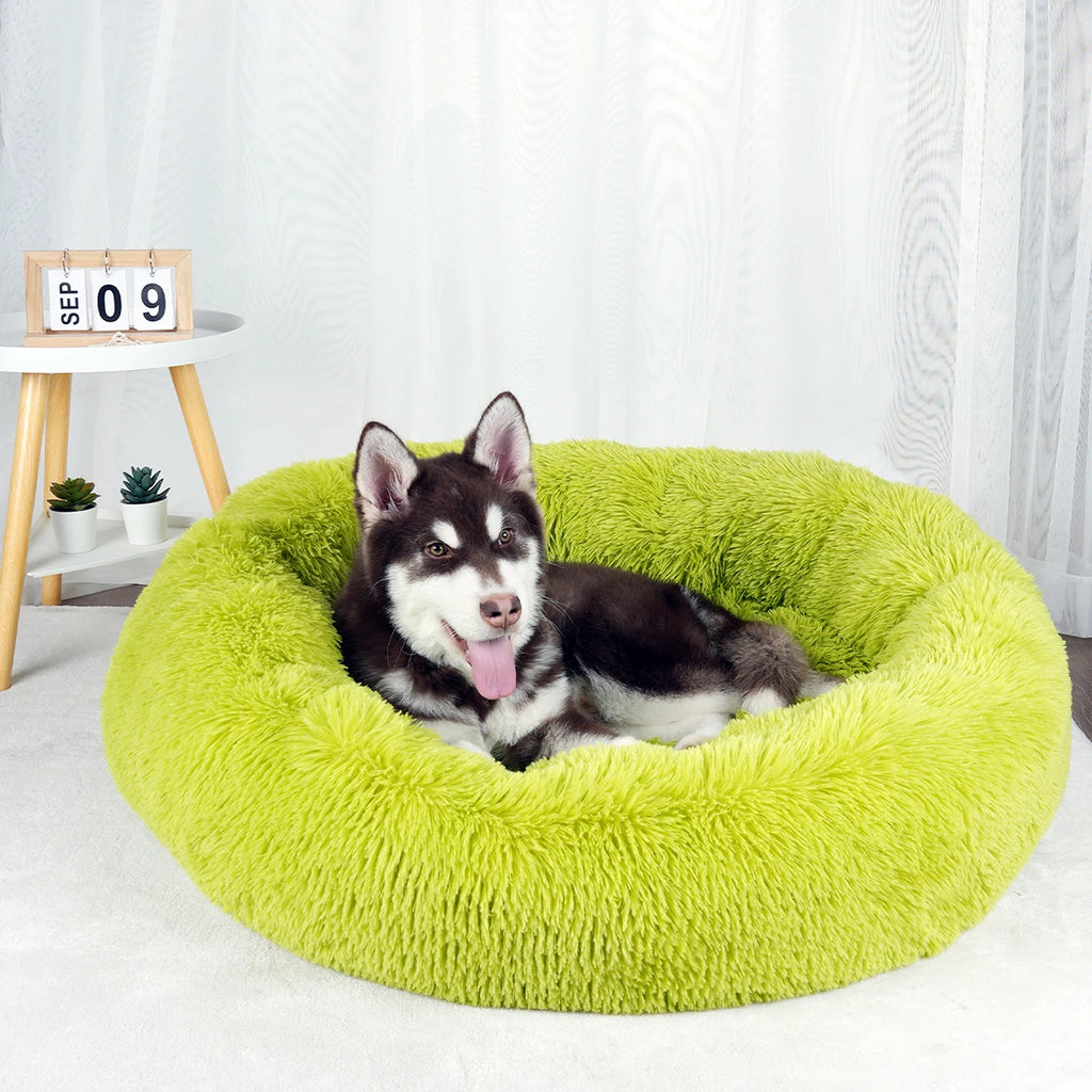 Dog Bed Donut Big Large Round Basket Winter Plush Beds for Dogs Medium Accessories Fluffy Kennel Small Puppy Pets Cat Products