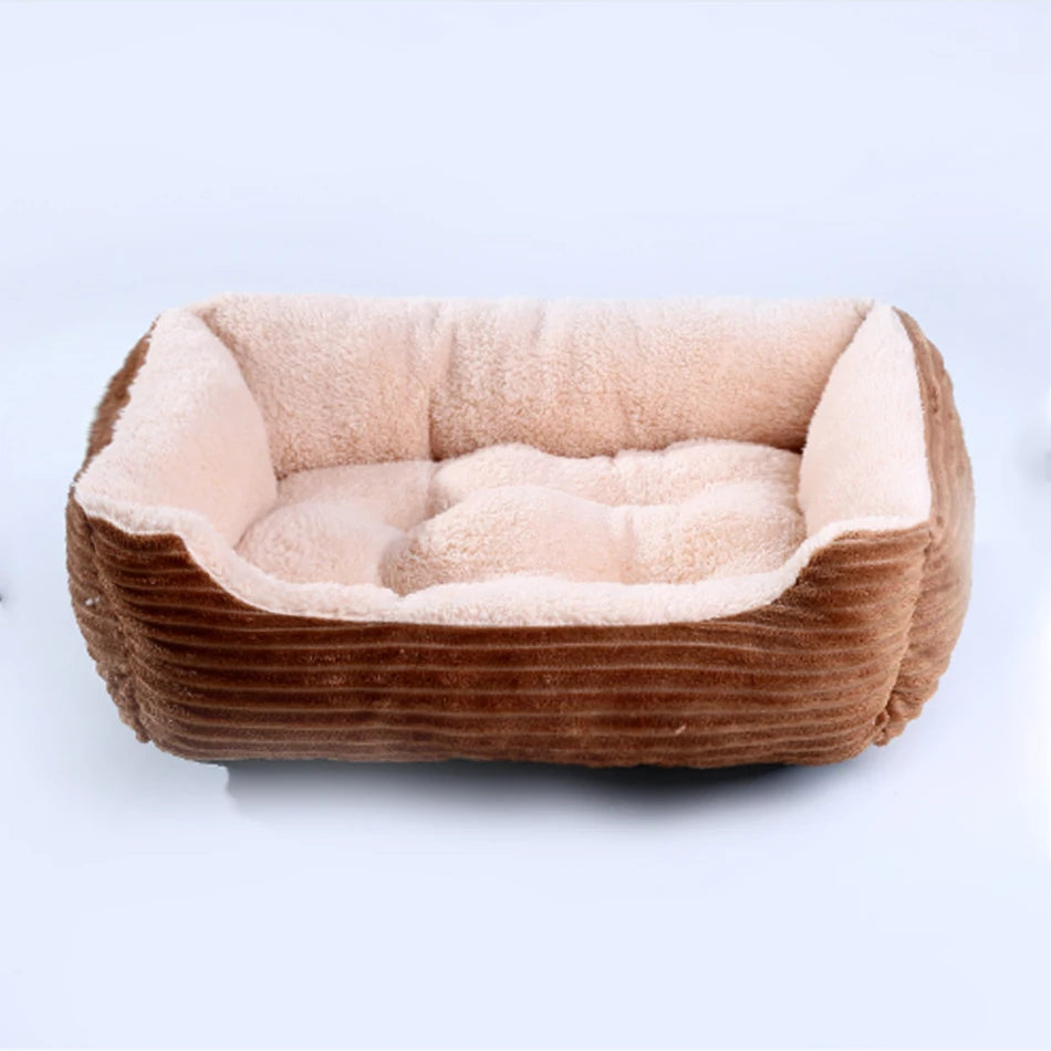 Elor ® Calming Plush Dog & Cat Bed – Square Sofa Kennel for Small & Medium Pets