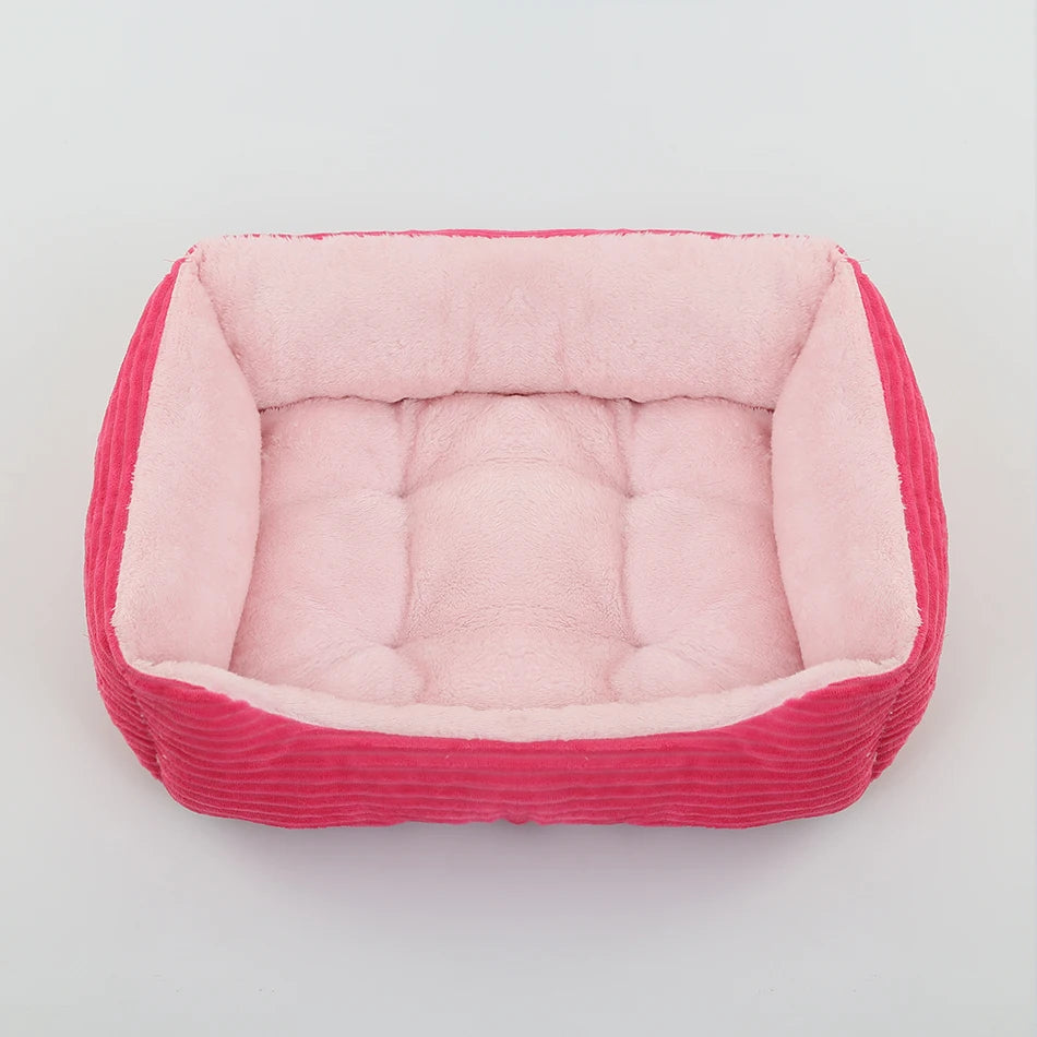 Elor ® Calming Plush Dog & Cat Bed – Square Sofa Kennel for Small & Medium Pets