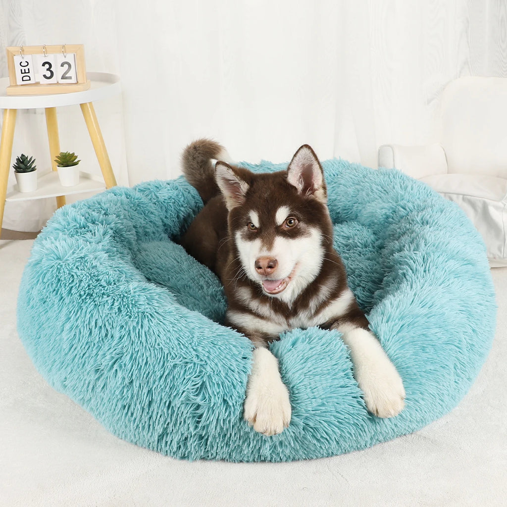 Dog Bed Donut Big Large Round Basket Winter Plush Beds for Dogs Medium Accessories Fluffy Kennel Small Puppy Pets Cat Products