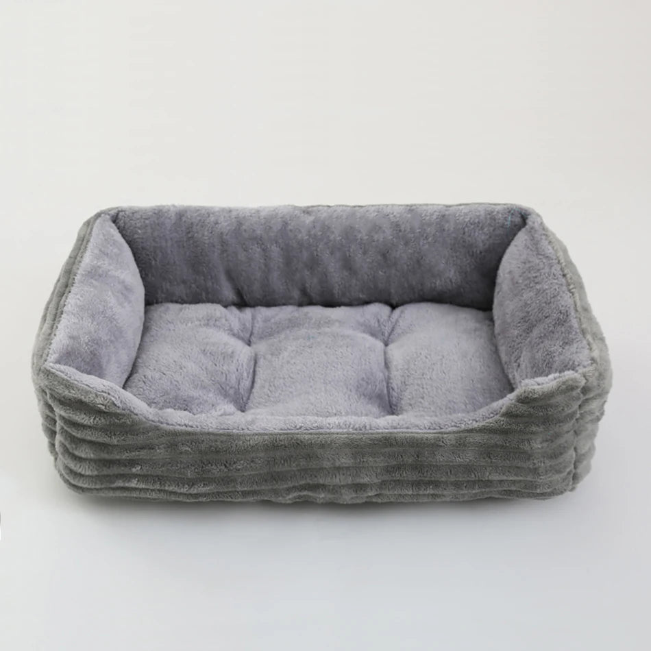 Elor ® Calming Plush Dog & Cat Bed – Square Sofa Kennel for Small & Medium Pets