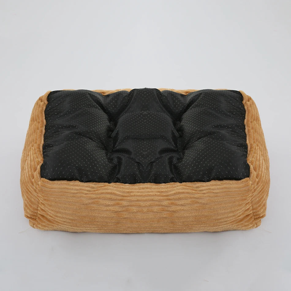 Elor ® Calming Plush Dog & Cat Bed – Square Sofa Kennel for Small & Medium Pets