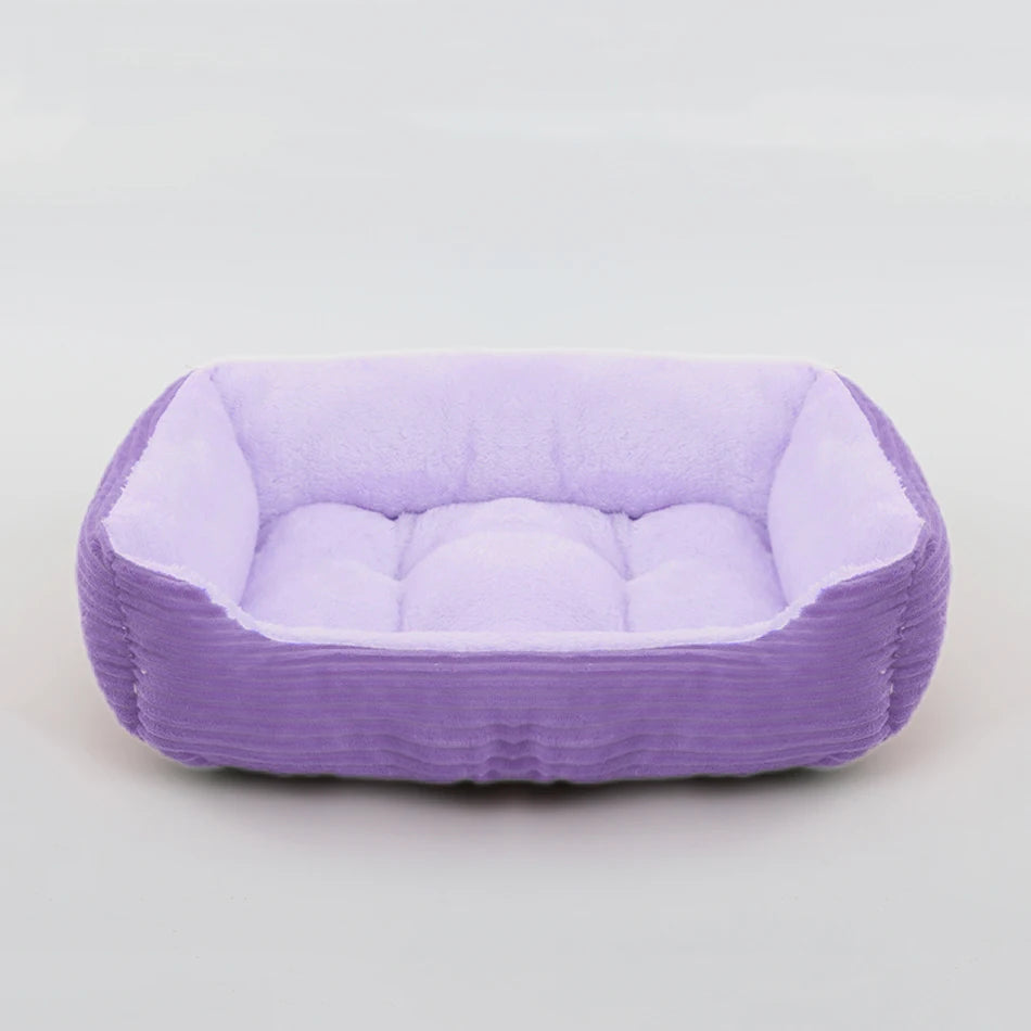 Elor ® Calming Plush Dog & Cat Bed – Square Sofa Kennel for Small & Medium Pets
