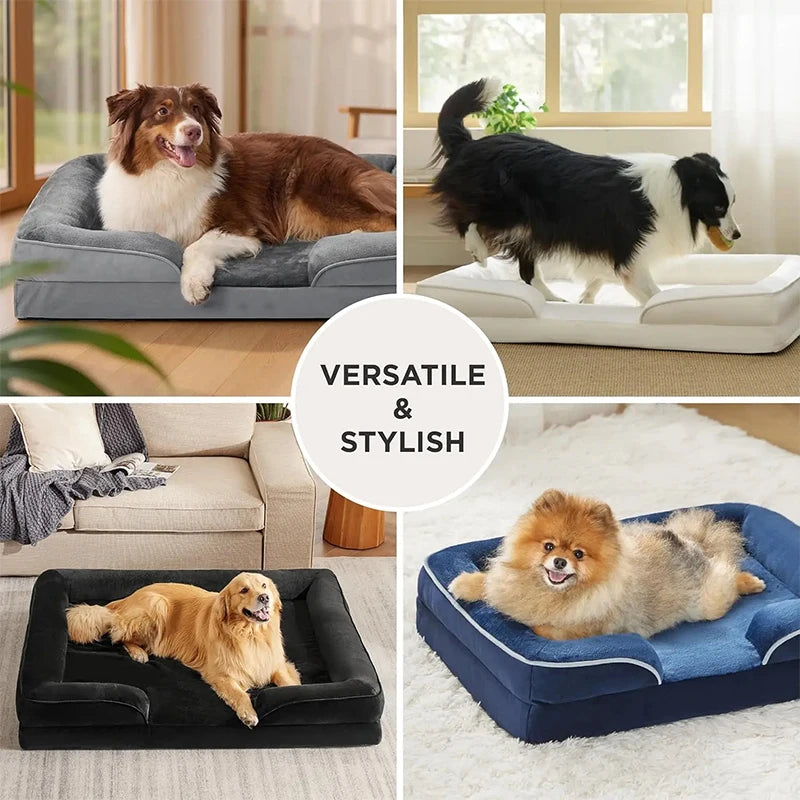 Winter Waterproof Orthopedic Dog Bed Washable, Medium Size Pet Bed with Removable Cover, Joint Pain Relief Sofa for Cats Dogs