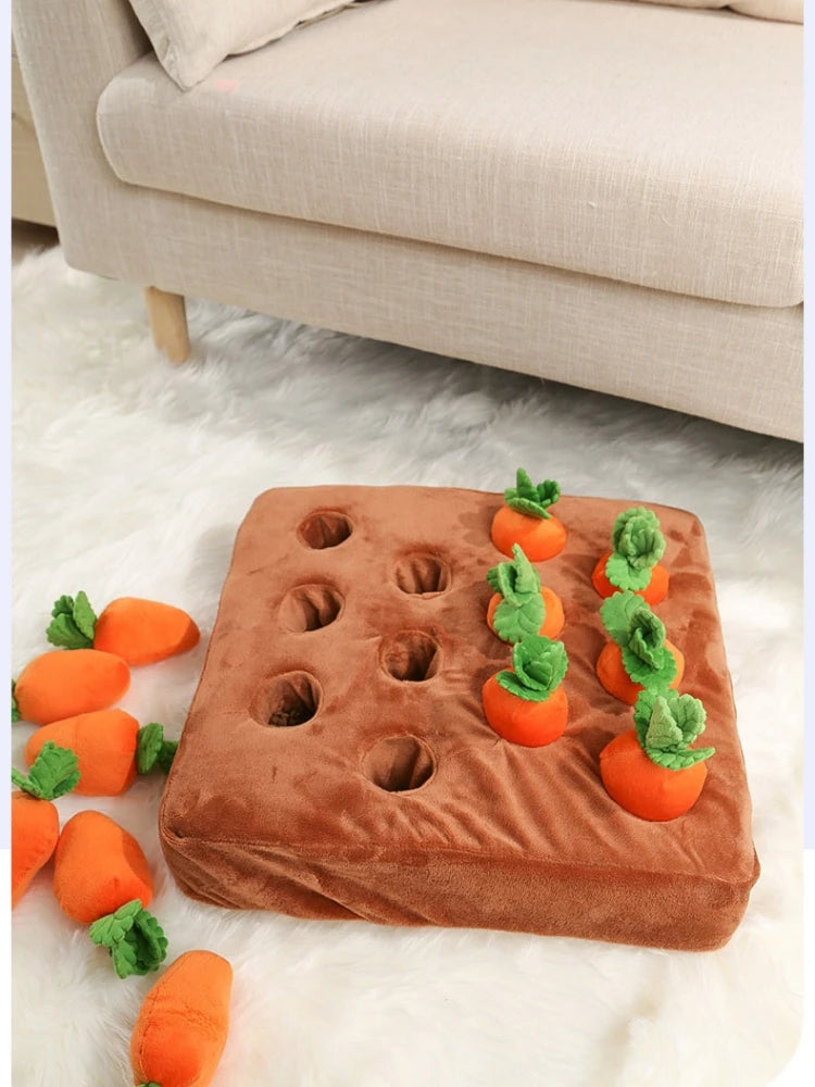 Dog Carrot Plush Toy Interactive Dog Toys Plush Puzzle Toys 2 in 1 Non-Slip Nosework Feed Games for Aggressive Chewers Pet