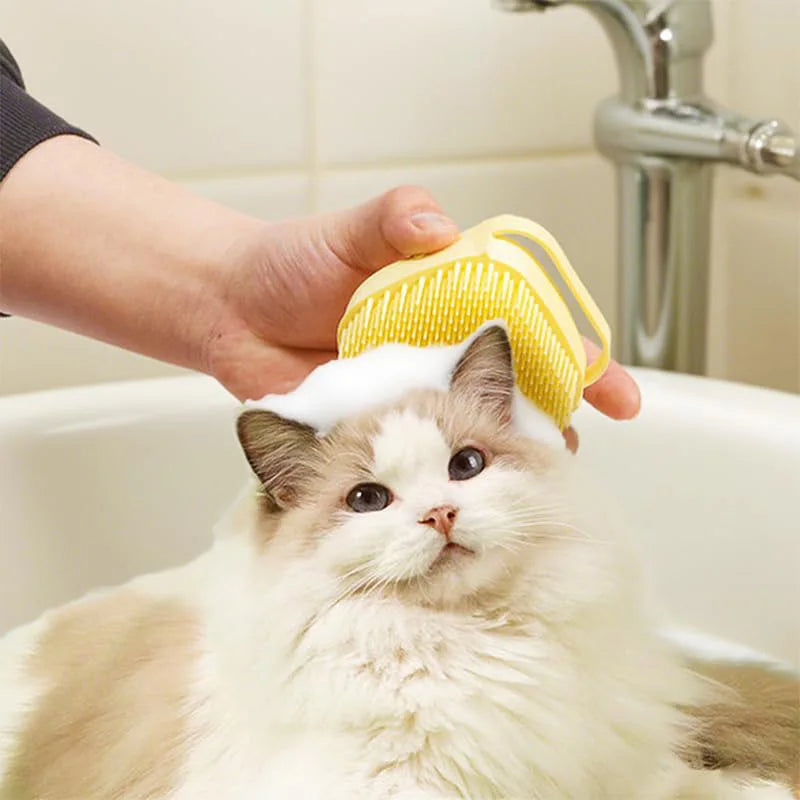 Built-in Soap Dispenser Pet Bathing Brush Soft Silicone Dog Cat Grooming Tool