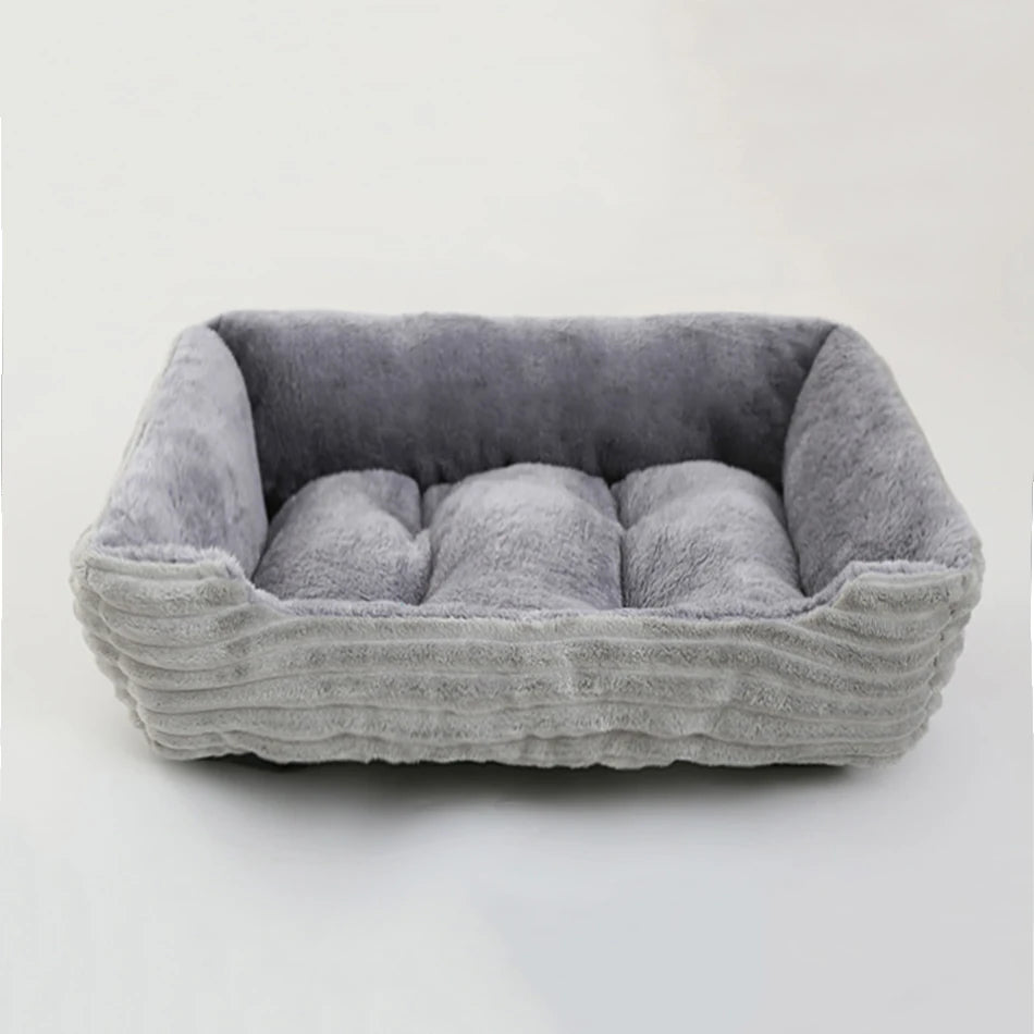 Elor ® Calming Plush Dog & Cat Bed – Square Sofa Kennel for Small & Medium Pets