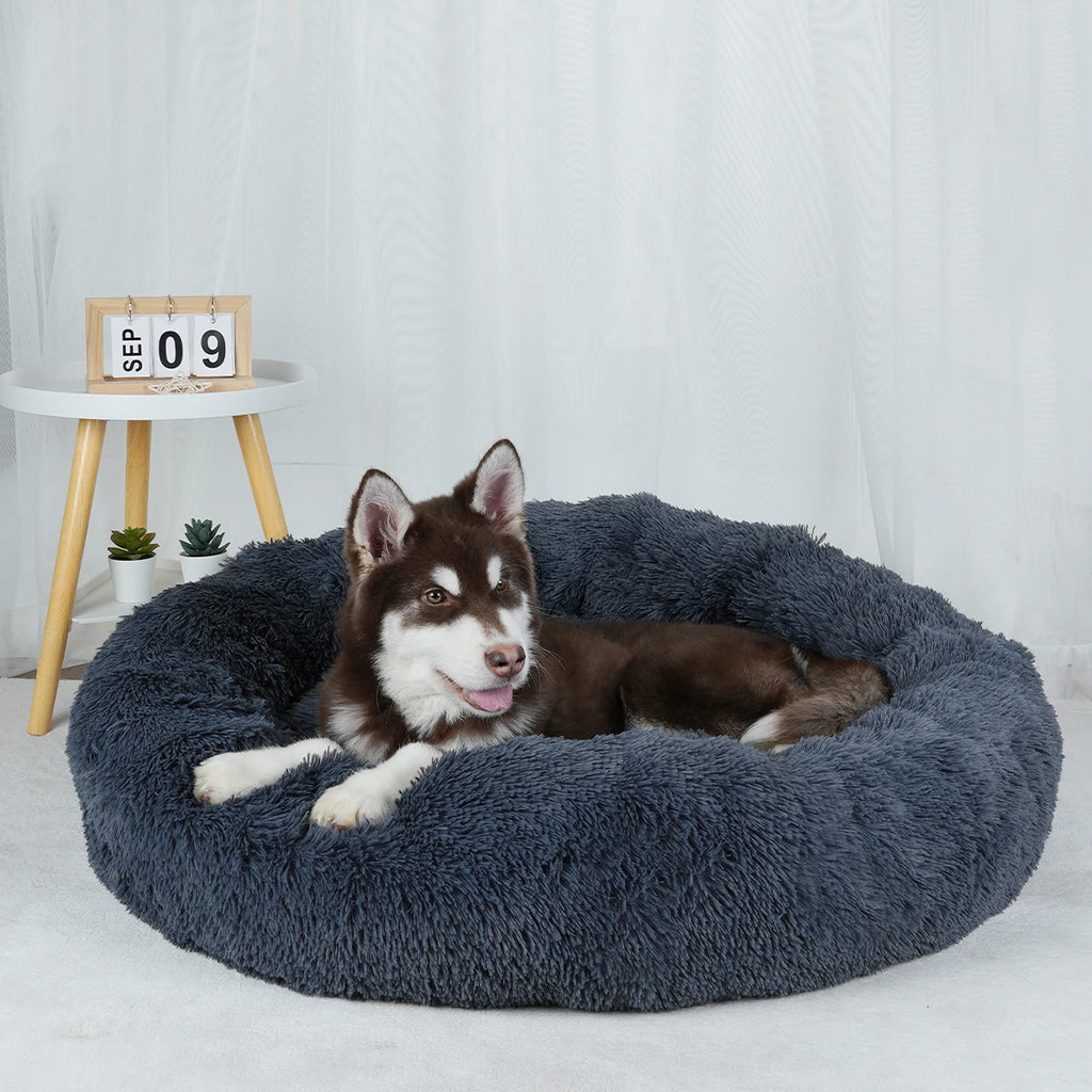 Dog Bed Donut Big Large Round Basket Winter Plush Beds for Dogs Medium Accessories Fluffy Kennel Small Puppy Pets Cat Products