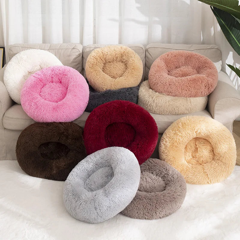 Dog Bed Donut Big Large Round Basket Winter Plush Beds for Dogs Medium Accessories Fluffy Kennel Small Puppy Pets Cat Products