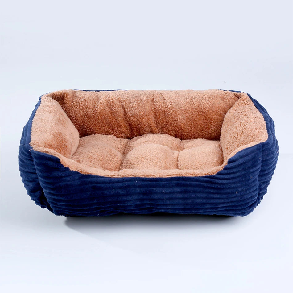 Elor ® Calming Plush Dog & Cat Bed – Square Sofa Kennel for Small & Medium Pets