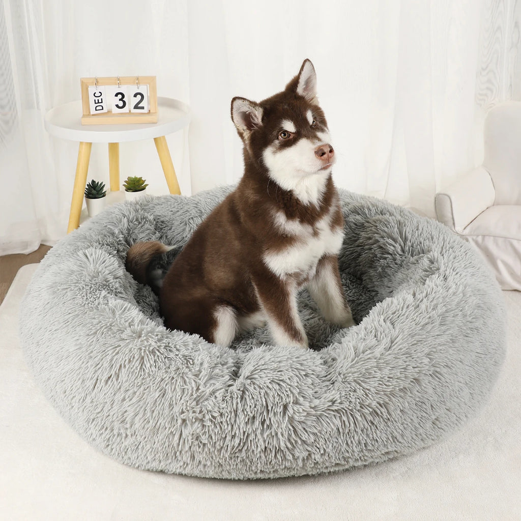 Dog Bed Donut Big Large Round Basket Winter Plush Beds for Dogs Medium Accessories Fluffy Kennel Small Puppy Pets Cat Products