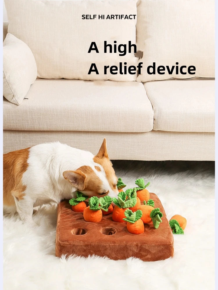 Dog Carrot Plush Toy Interactive Dog Toys Plush Puzzle Toys 2 in 1 Non-Slip Nosework Feed Games for Aggressive Chewers Pet