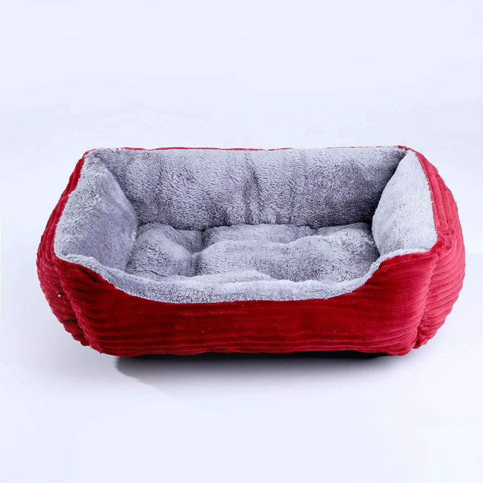 Elor ® Calming Plush Dog & Cat Bed – Square Sofa Kennel for Small & Medium Pets