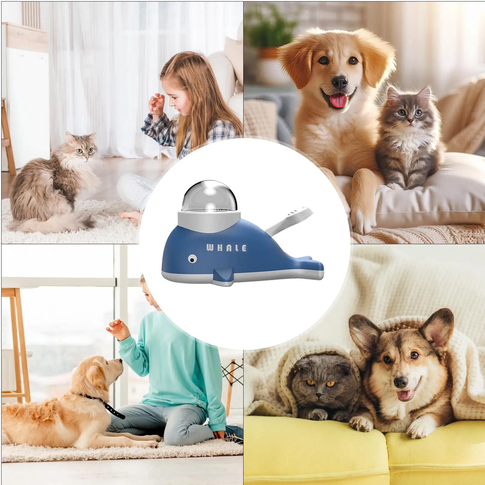 slow feeder pet toy, interactive pet puzzle feeder, treat dispensing pet toy, whale shape pet feeder, enrichment feeding toy, indoor pet activity toy