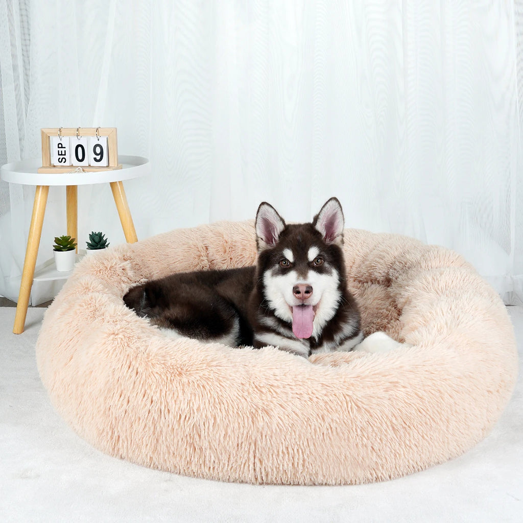 Dog Bed Donut Big Large Round Basket Winter Plush Beds for Dogs Medium Accessories Fluffy Kennel Small Puppy Pets Cat Products