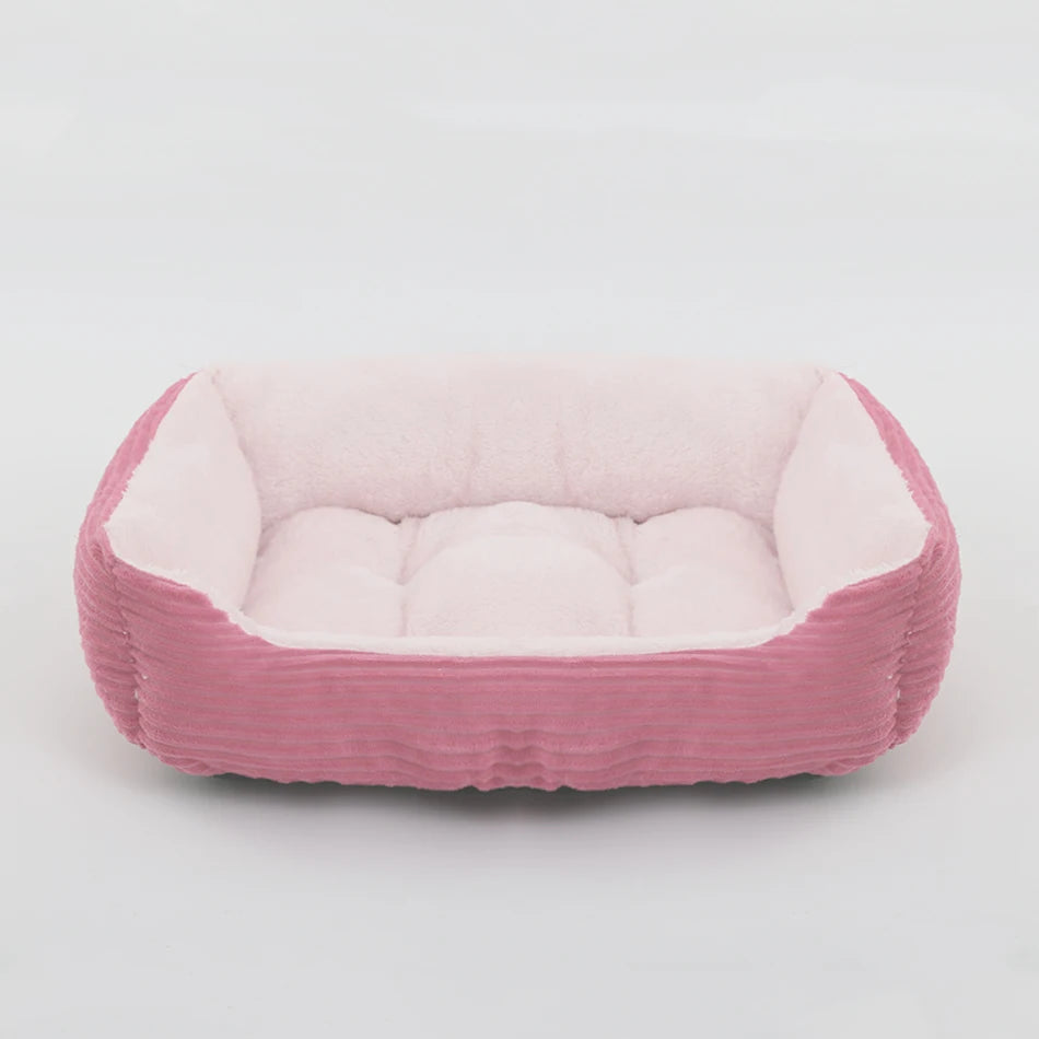 Elor ® Calming Plush Dog & Cat Bed – Square Sofa Kennel for Small & Medium Pets