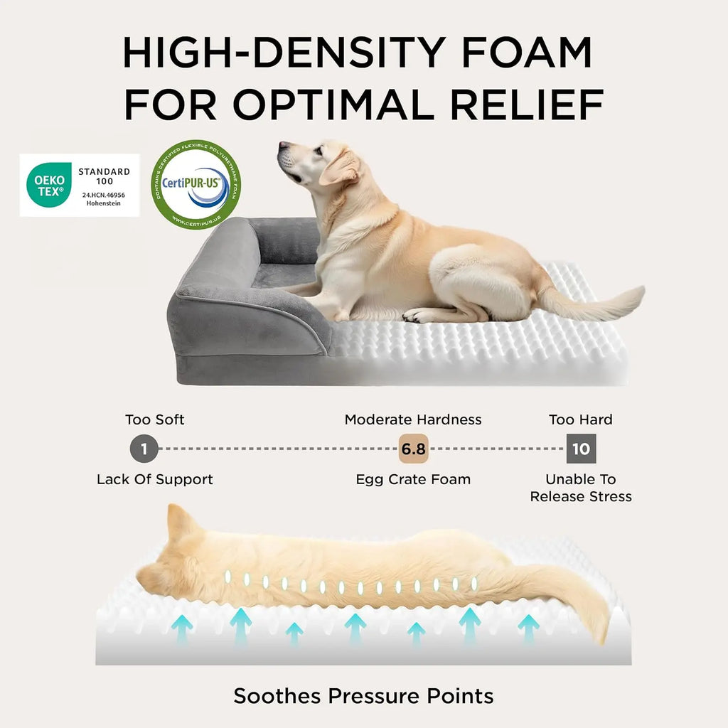 Winter Waterproof Orthopedic Dog Bed Washable, Medium Size Pet Bed with Removable Cover, Joint Pain Relief Sofa for Cats Dogs